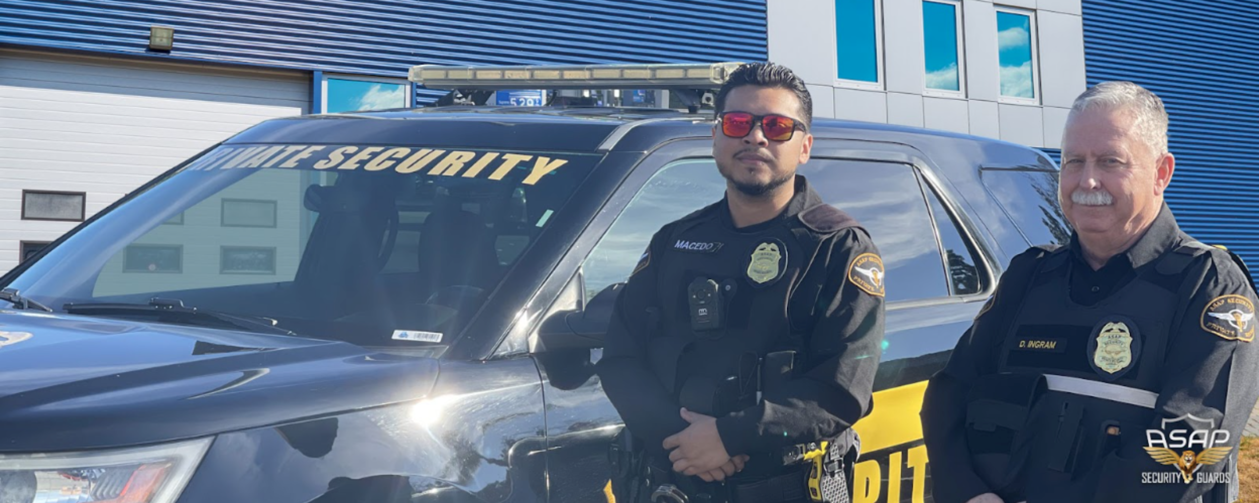 ASAP warehouse security guards with patrol vehicle