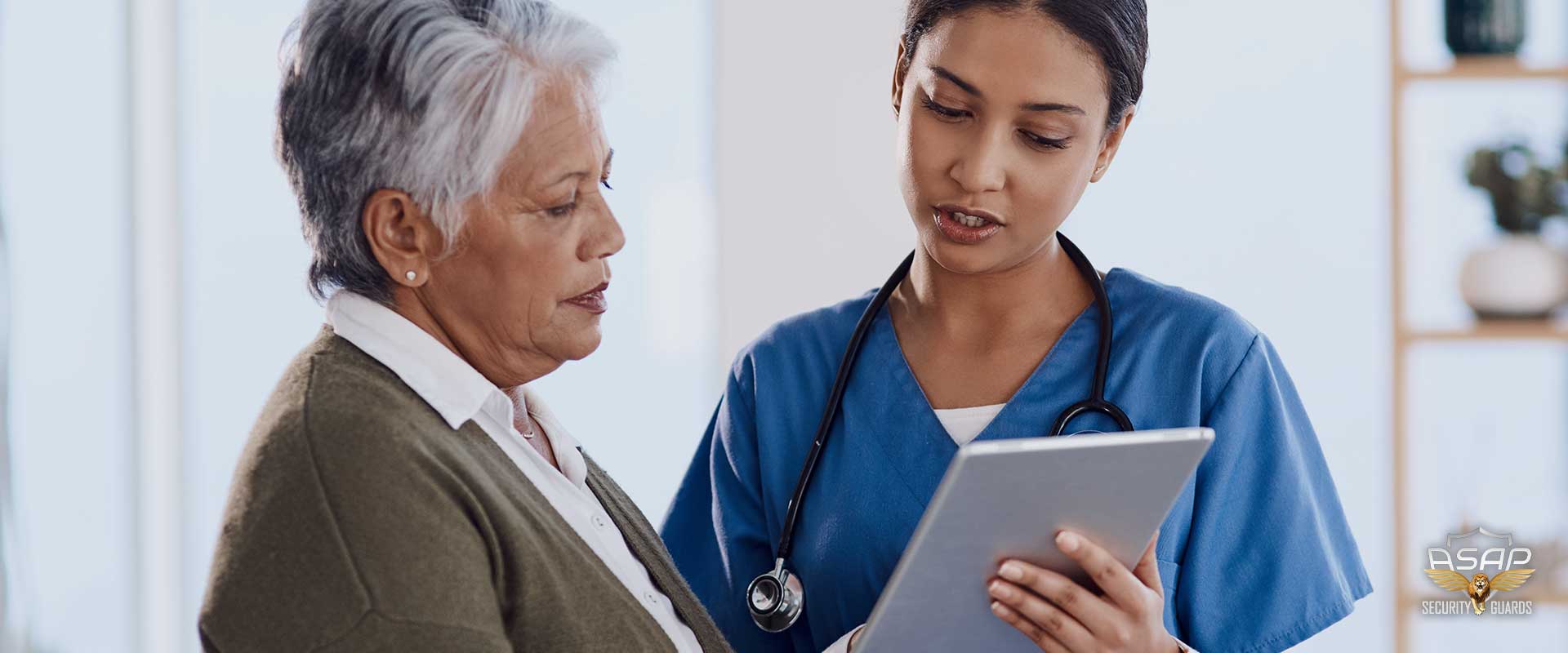 Dr working with patient in hospital setting