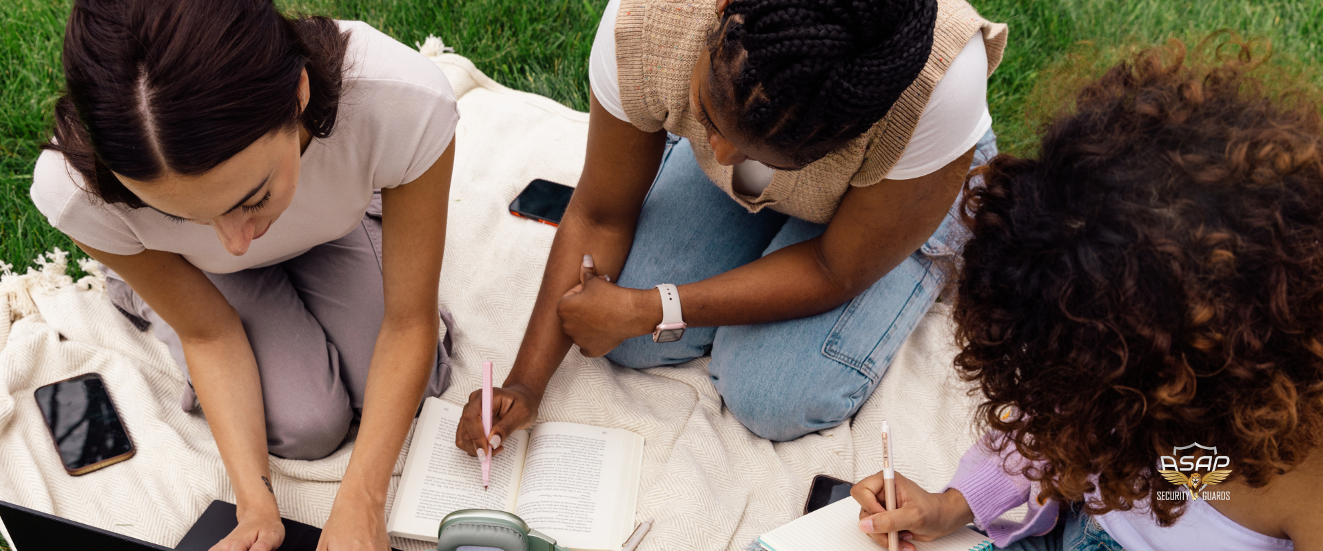 High School kids studying outside