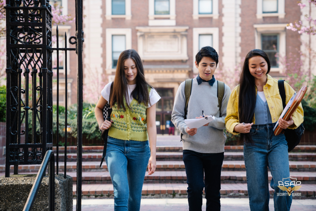 high schoolers on a safe school campus
