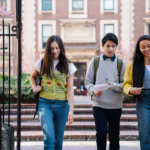 high schoolers on a safe school campus