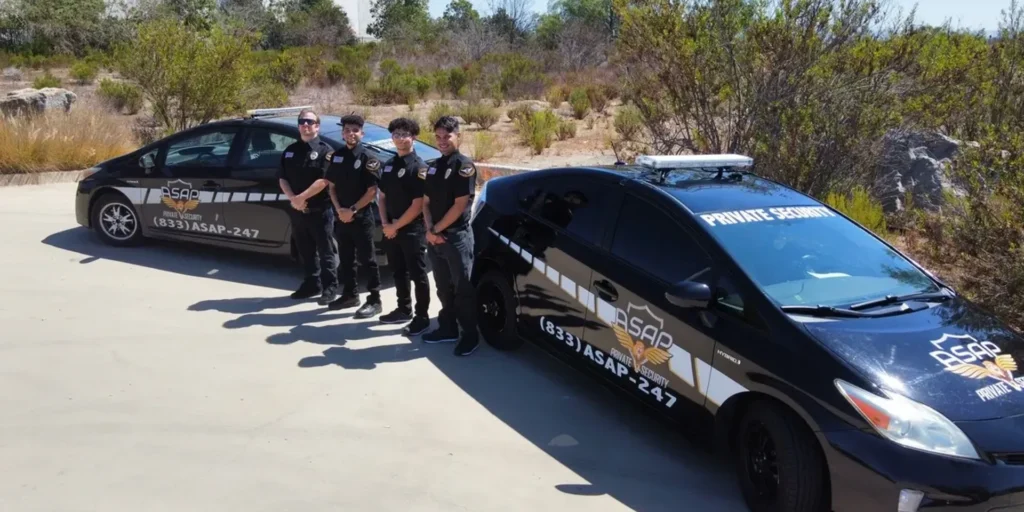 Professional security guard standing at attention in a uniform