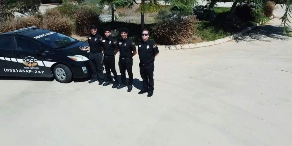 Security trainees reviewing course materials during a California training session